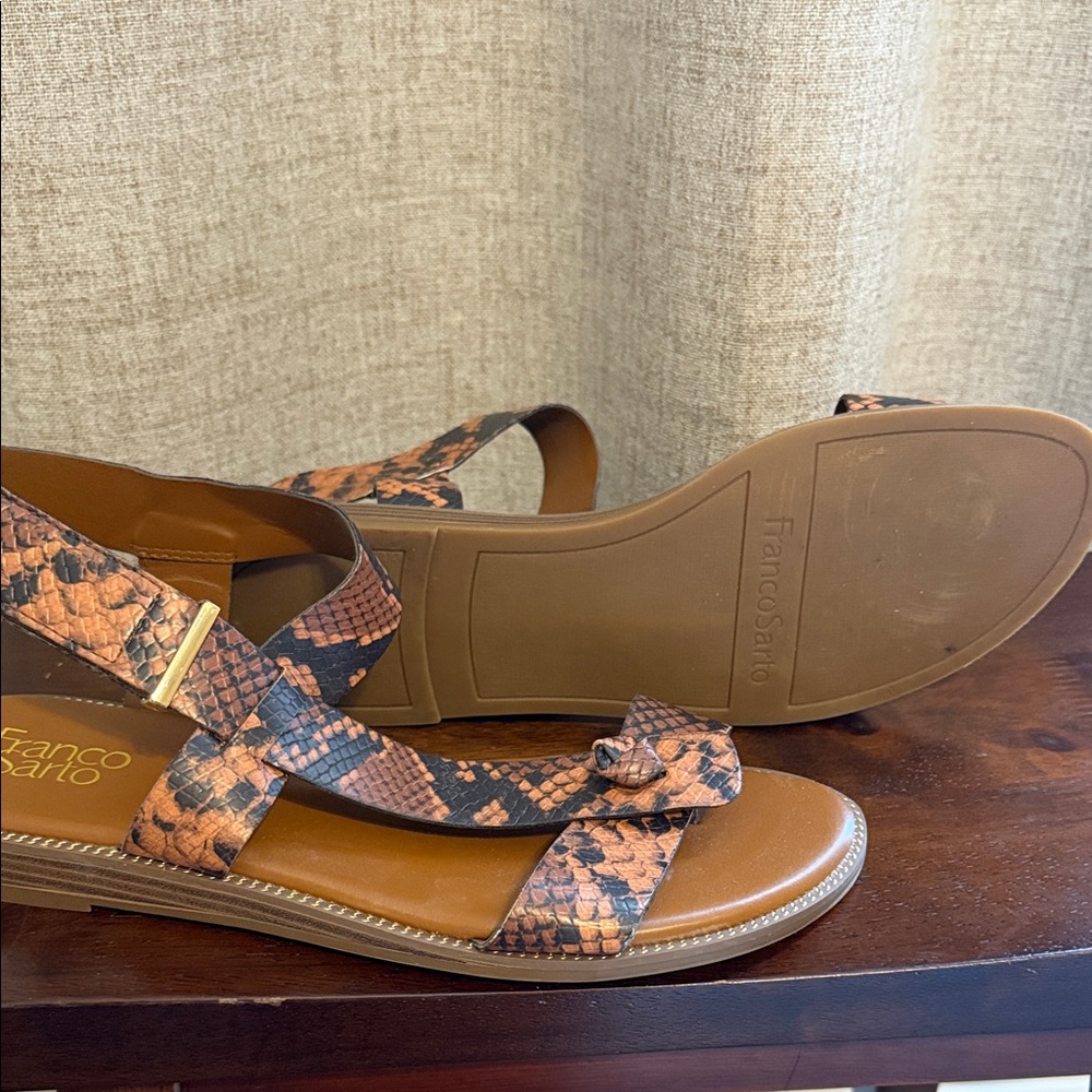 Franco Sarto Brown Snake Print Sandals - Picture 3 of 3